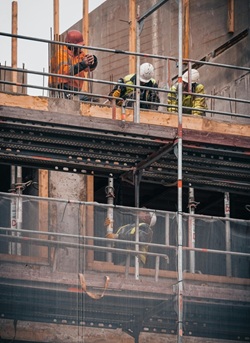 Engineer reviewing construction documents